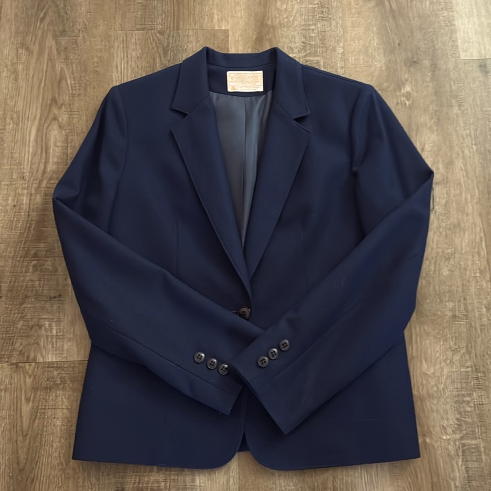 Pendleton Virgin Wool Single Breasted Navy Blue Blazer Size 12